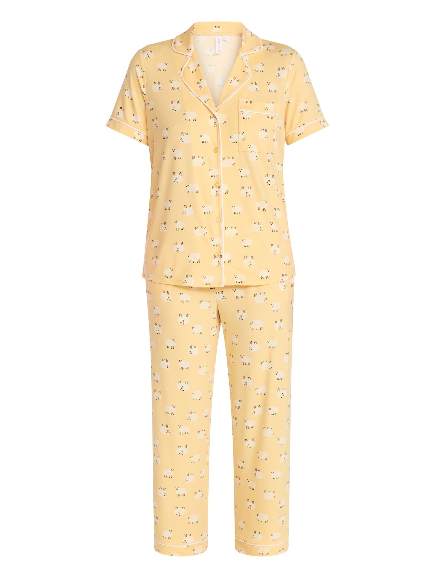 Joyspun Women's Dreamy Soft Collection Notch Collar Top and Capri Pants Pajama Set, 2-Piece, Sizes XS-3X