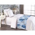 thumbnail image 2 of Floral Bed Runner, Watercolor Design Blossoming Flowers Painting in Aquatic Colors Print, Decorative Accent Bedding Scarf for Hotels Homes & Guest Rooms, Twin, Sea Blue and Soft Blue, by Ambesonne, 2 of 3