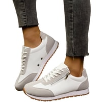 Sneakers for Women Fashion Splice Suede Leather Tennis Shoes Antislip Lace up Zipper Casual Athletic Walking Shoes Gray Size 8.5