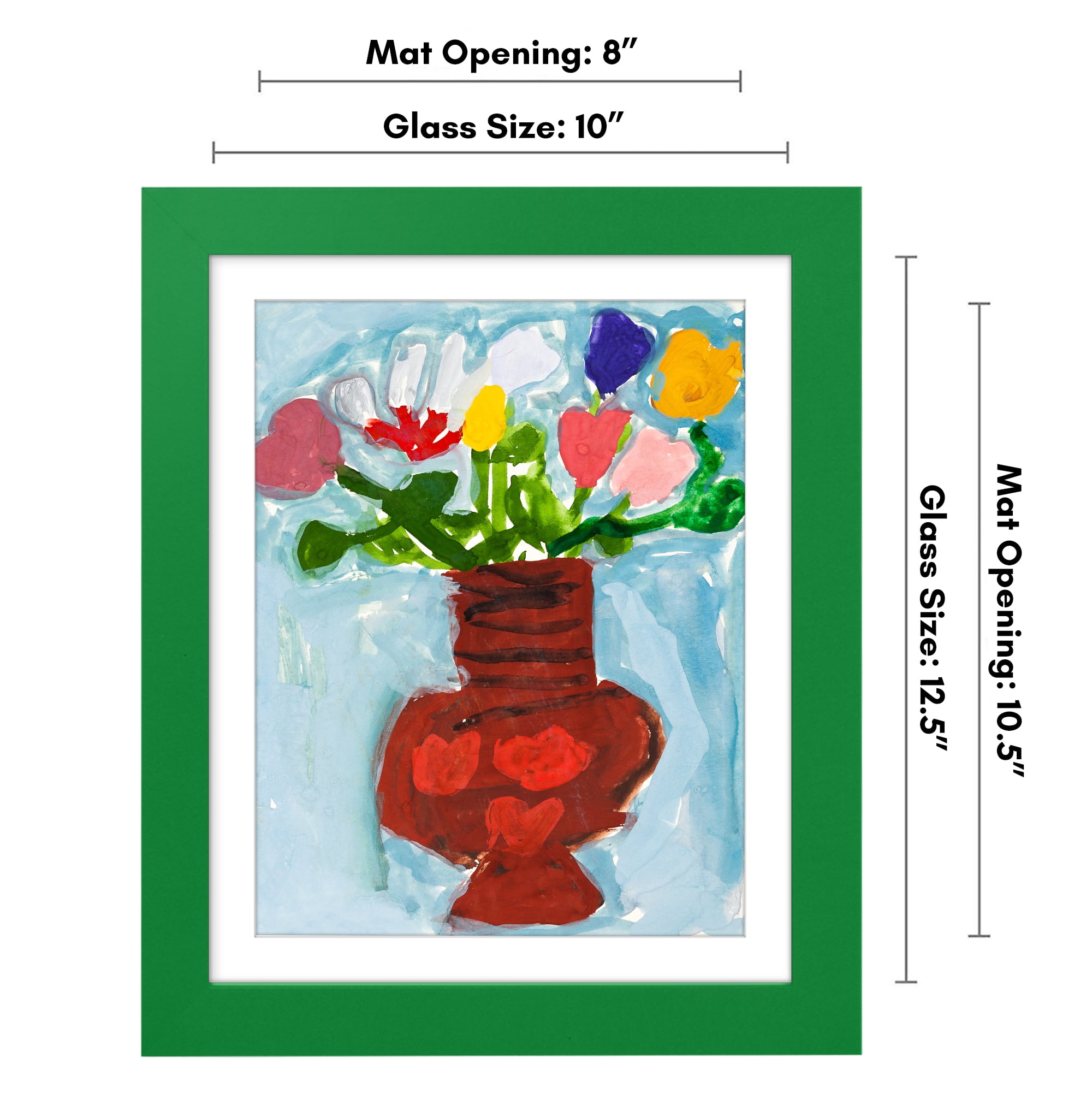 Americanflat 10x12.5 Kids Art Frame with 8.5x11 Mat Holds 100 Art Pieces Shamrock Magnetic Letter Size Mini - Green