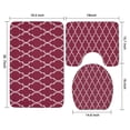thumbnail image 3 of Burgundy Geometric Quatrefoil Pattern Bathroom Rugs Sets 3 Piece,Toilet Cover Set,Absorbent Non Slip Bathroom Mats Sets with U-Shaped Contour Rug Toilet Rug Set, 3 of 5