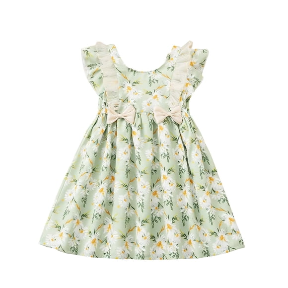 Vestido de Fiesta de Navidad de las Niñas de Pecho Delgado sin Mangas Cintura Acanalada Falda Francesa Cinchada para Dormir Vestido de Navidad de Ocio Diario Niña Bebé