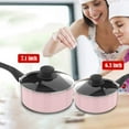 thumbnail image 2 of Juego de utensilios de cocina MOSTA ollas y sartenes antiadherentes de aleación de aluminio 8 piezas Rosa, 2 of 7