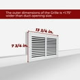 thumbnail image 2 of Fits 12x6 Duct Opening | Steel Baseboard Return Air Grille by Handua | Vent Cover Grill | 7/8" Margin Turnback [Depth] to Fit Baseboard | White | Outer Dimensions: 13.75"W X 7.75 "H, 2 of 7