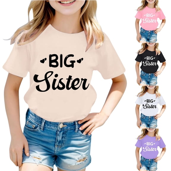ibiyuan Big Sister Shirts for Toddler Girls Promoted To Girls Outfit Girls Tshirts Big Sis Announcement Casual Short Sleeve Toddler Shirts Big Sister Gift Tee Girls Tops Size 6