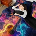thumbnail image 4 of Homewish Gradient Music Guitar 7-Piece Bedding Comforter Set For Children Teens Adults,Geometric Honeycomb King Bedding Sets,Musical Instrument Ultra Soft Bed Sheets,Ultra Soft Home Decor,Reversible, 4 of 8