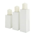 thumbnail image 6 of CosmoLiving by Cosmopolitan 3 Candle White Wood Geometric Carved Pillar Candle Holder, Set of 3, 6 of 8