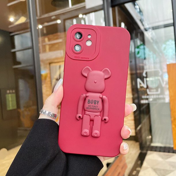 Funda de teléfono de silicona suave con soporte de anillo de muñeca de dibujos animados en 3D para iphone 13, 14 Pro, 12 MiNi, 11 Max, Xs, X, XR, 7, 8 Plus, 6, 6S, SE Fivean unisex