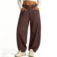 thumbnail image 5 of SuTry Women's Pants Button Fly Mid Rise Barrel Wide Leg Jeans Stitched Detail Side Pockets Relaxed Baggy Casual Cotton Blend Trousers, 5 of 7
