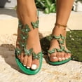 thumbnail image 2 of Rokment Women's Glitter Rhinestones Butterfly Flat Dress Sandals Bride Wedding Sparkly Open Toe No Heel Elastic Ankle Strap Slingback Dressy Summer Beach Shoes F Size 9.5, 2 of 8