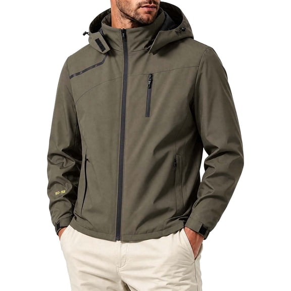 LEKWK Rain Jacket Men Water Resistant Windproof Lightweight Coat with Hood Breathable Zip Up Casual Activewear for Hiking Outdoor Golf