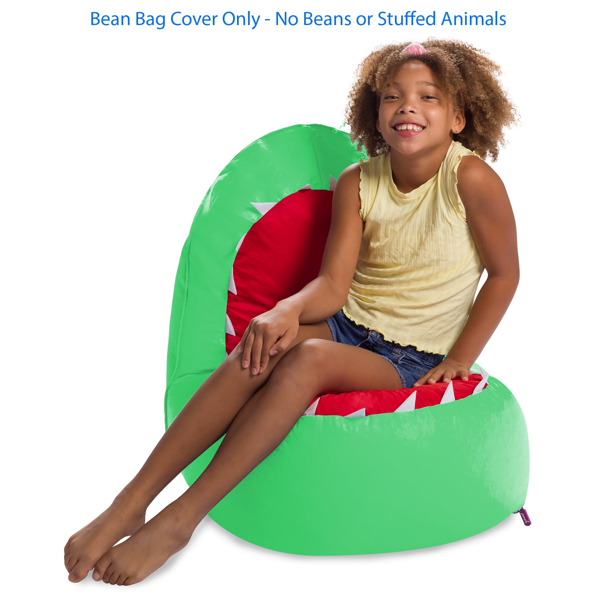 Posh Creations Bean Bag Chair Cover, Soft Shark Lounger, Kids, 2.5 ft, Green
