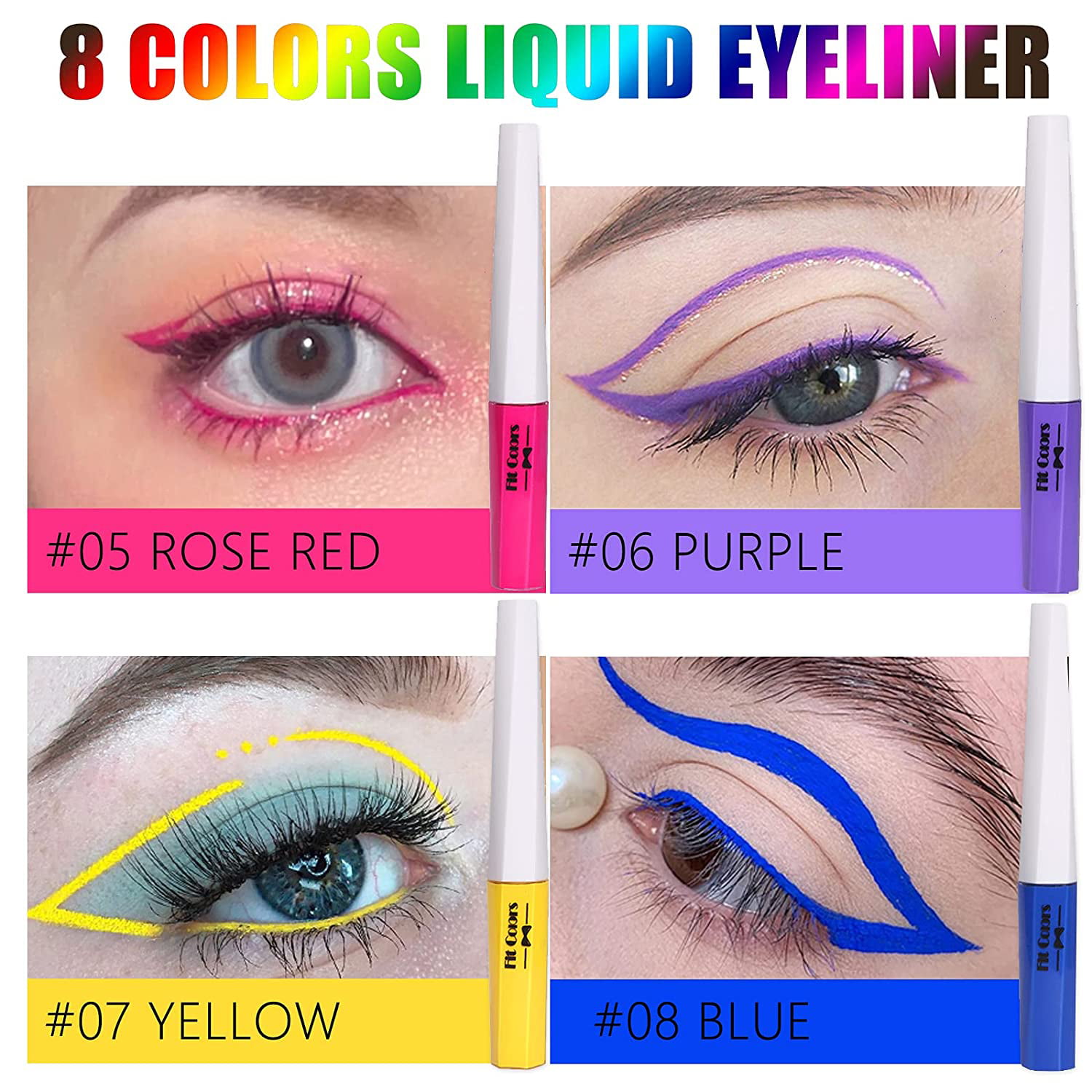 Eyes Makeup Fluorescent Ultra-fine Liquid Eyeliner Neon Eye Liner Beauty 8  Color