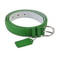 thumbnail image 2 of Womens Leather Belt - Solid Color Basic Pu Bonded Leather Dress Belt - Silver Polished Belt Buckle by Belle Donne - KellyGreen Large, 2 of 3