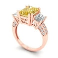 thumbnail image 2 of 4.27 ct Emerald Cut Yellow Moissanite 3 Stone 18K Rose Gold Womens Engagement Ring, 2 of 5