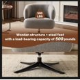 thumbnail image 6 of Cuddle-Style Swivel Leisure Sofa Chair, 360° Rotating Single Seat with Curved Armrests & Backrest, Linen Fabric Chair for Living Room, Study, Balcony, 6 of 9