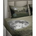 thumbnail image 6 of Ambesonne Gothic Fitted & Top Sheet Set with Shams, Old Village and Grave, Beige Green, 6 of 8