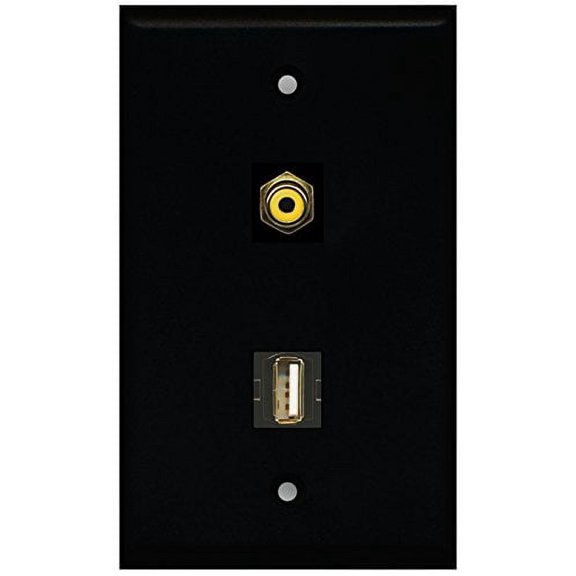 RiteAV - Black 1 Port RCA Yellow 1 Port USB A-A Wall Plate