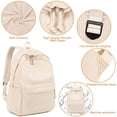 thumbnail image 3 of Mochila escolar BTOOP para niñas adolescentes de pana beige con lonchera, 3 of 6