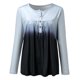 thumbnail image 4 of Puntoco Mujeres Casual Gradiente Impreso Pulloverround Cuello Manga Larga Botones Blusa tops Puntoco Puntoco-768, 4 of 4
