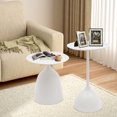 thumbnail image 4 of Round Side Table Set of 2, Metal Nesting Tables, Modern End Table Set with 16.9" & 23.6" Heights, Pedestal Coffee Table for Living Room Balcony Bedroom Office (White), 4 of 12