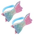 thumbnail image 1 of Ponytail Holders Elastic Hair Bows Multi Color Everyday Outfits Comfortable to Wear for Girls 2Set, 1 of 5