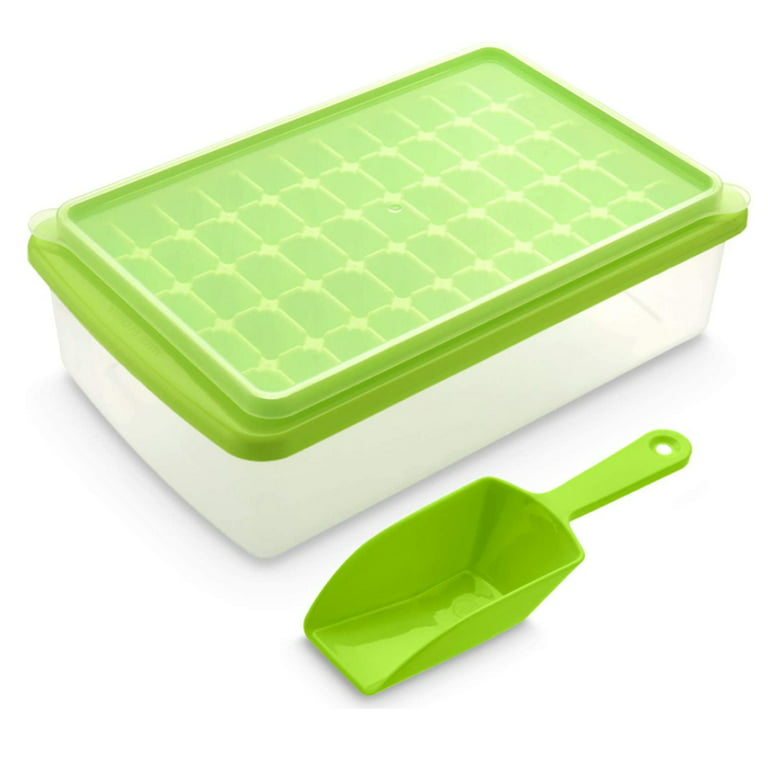 SKYCARPER Food-grade Silicone Ice Cube Tray with Lid and Storage Bin for Freezer, Easy-Release 48 Small Nugget Ice Tray, Ice Cube Molds with Ice Container