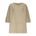 thumbnail image 5 of Axiiglly Plus Size Tops for Women 3/4 Sleeve T Shirt V Neck Solid Color Shirts Loose Side Split Summer Casual T-Shirts, 5 of 7
