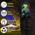 thumbnail image 2 of 1pc White Bearded Gnome Plays The Violin Decor, Outdoor Tree Hugging Window, 2 of 4