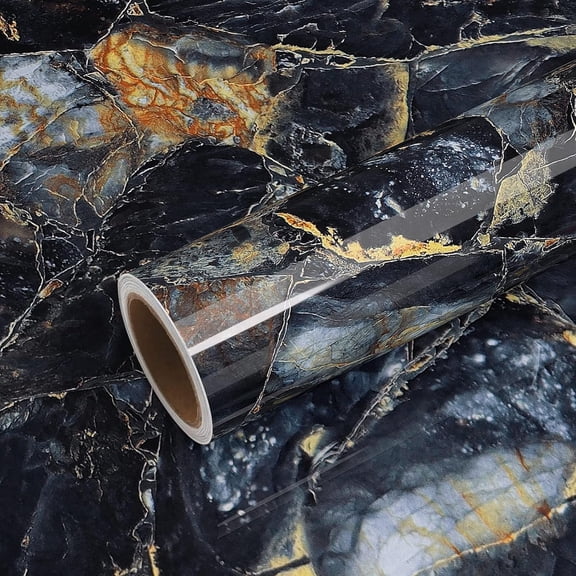 Luxury Gold Navy Marble Contact Paper for Countertops Waterproof Peel and Stick Countertops Granite Wallpaper 15.7''x118'' Blue Marble Wallpaper Self Adhesive Counter Top Covers for Kitchen
