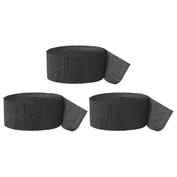 Koyal Wholesale Crepe Paper Streamer Hanging Party Decorations Kit, 240-Feet, Black, 1-Pack, 3-Rolls