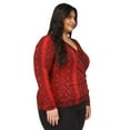 thumbnail image 2 of Michael Kors Womens Snakeskin Print Crossover Wrap Pullover Blouse, Red, Plus Size, 1X, 2 of 2