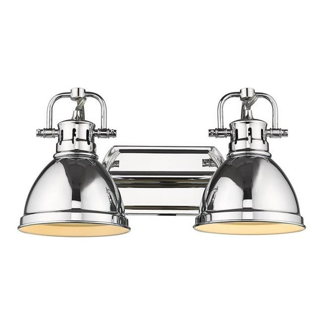Golden Lighting 3602-BA2 CH-CH Duncan 2 Light Bath Vanity, Chrome Shades - Chrome