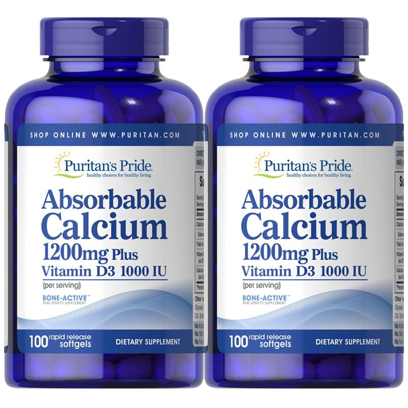 Puritan's Pride Absorbable Calcium 1200 mg with Vitamin D3 1000 IU 100