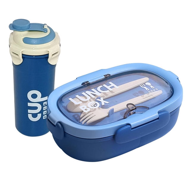 Elliptical Simple Lunch Box Can Be Microwave Heated Divided Box Lunch Box Large Capacity Children's Lunch Box Set Lunch Box 850ML+ Water Cup 480ML