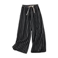 thumbnail image 3 of ibiyuan Womens Cropped Pants High Waist Palazzo Pants for Women Flowy Trousers Pants for Women Drawstring Women Lounge Pants Cropped Spring Summer Vacation Outfits, 3 of 5