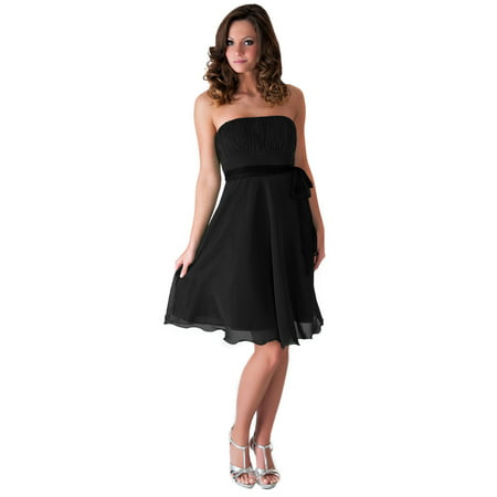 Faship Pleated Bust Short Formal Dress Black - (Jennifer Lopez Best Dresses)