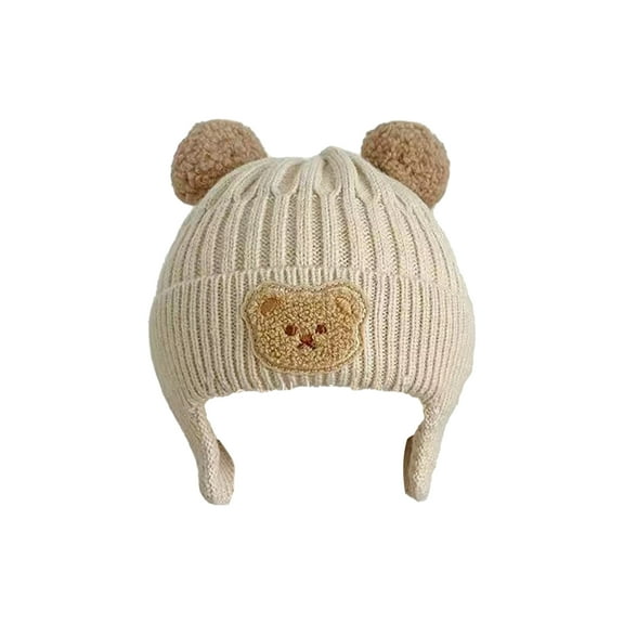 Tisoloow Soft Warm Fleece Lined Baby Winter Hat for Newborn Infant Toddler Kids Baby Beanie Hats for Girls Boys Beige 1-6 Years