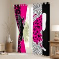 thumbnail image 3 of Homewish Cheetah Leopard Print Black Out Curtains for Girl, Black Pink Butterfly Animal Curtains Pack of 2 (42x63 Each), Stripes Abstract Bedroom Curtains, Living Room Curtains Decor, 3 of 6