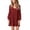Wine, variant on Idoravan Women's Dress Clearance Summer Women Casual Dot V-Neckline Mini Dress Short Sleeve Ruffle Loose Swing Dress