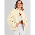 thumbnail image 2 of CAILDANL Womens Fuzzy Fleece Jacket Fall Casual Long Sleeve Cropped Sherpa Button Down Shacket Coats Outwear With Pockets, 2 of 2