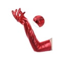 thumbnail image 3 of INSPIRE CHIC Women's Faux Leather Gloves Shiny Full Finger Opera Long Evening Warm Glove One Size Red, 3 of 6