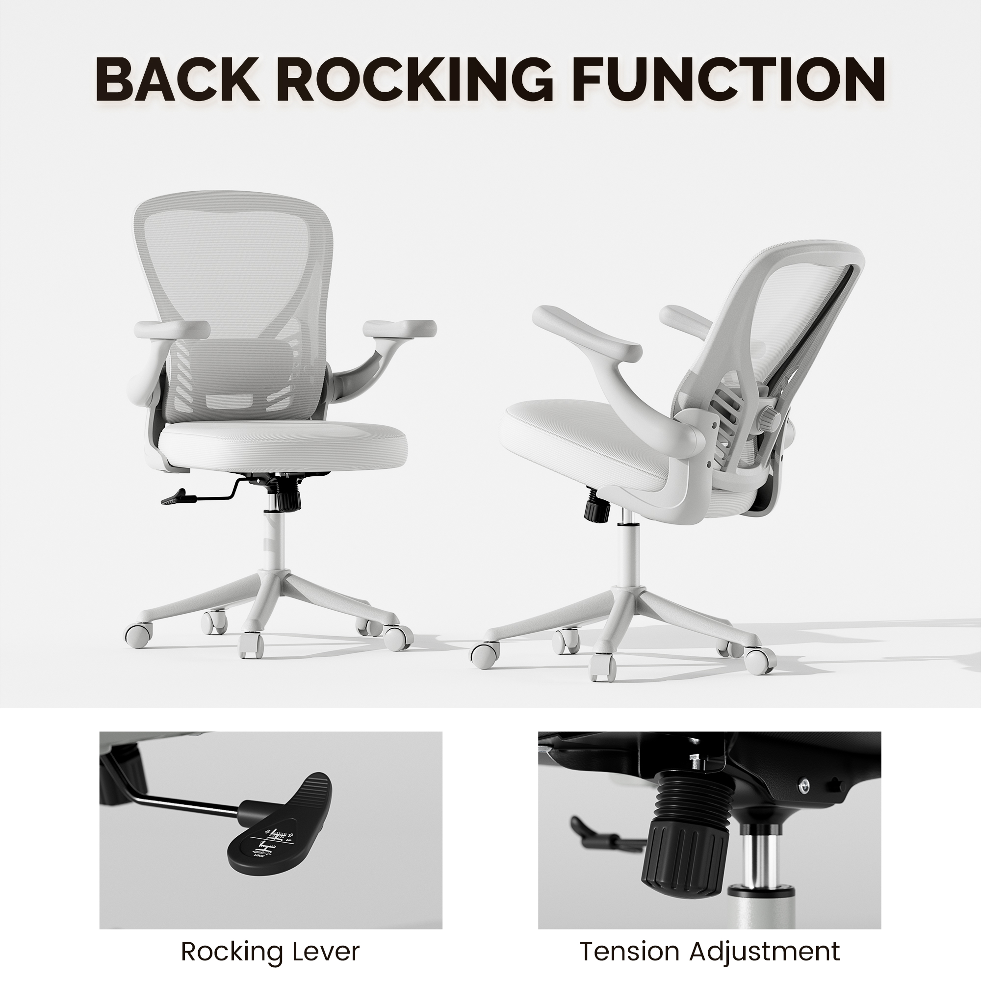 iooHug Ergonomic Mesh Office Chair, Computer Desk Chair with Adjustable Lumbar Support and 3D Armrests, Swivel Task Chair for Home Office, White