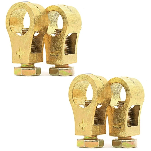 HUGFEGWE Pure Copper Battery Terminal Connectors Kit - Universal Negative and Positive Car Battery Cable Terminal Clamps Connectors for Car Van Carts Boat - Upgrade Car Battery Terminal Clips