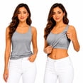thumbnail image 2 of 1 Piece Built-in Bra Tank Top for Women, Seamless Scoop Neck Cami with Fixed Padding for Sleep & Daily Layering Gray XL, 2 of 7