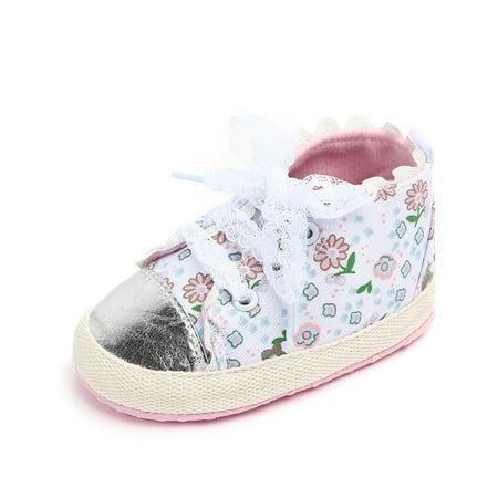 

Tosmy Girls Baby Summer Sneakers Cute Little Floral Print Walking Shoes Casual Flat Shoes Toddle Sneaker