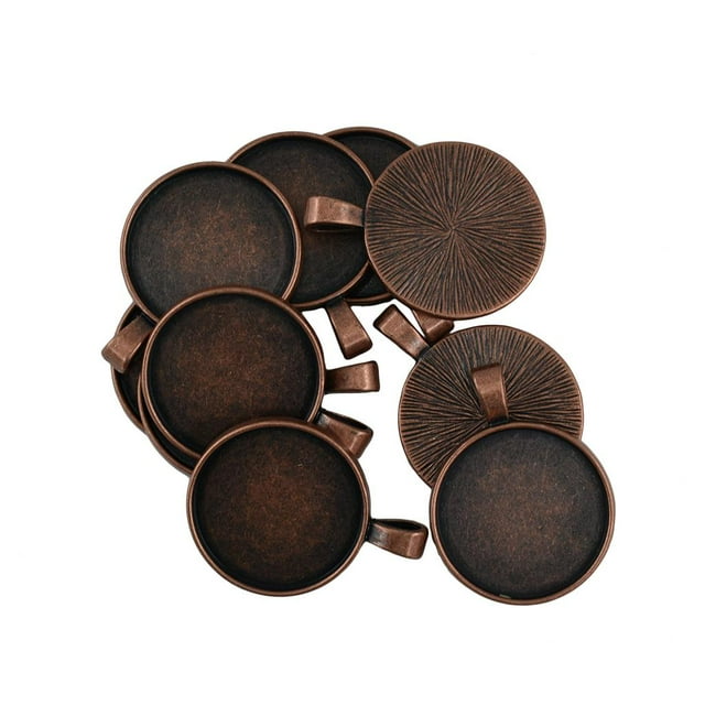 Bandeja de bisel redondo en blanco 10 Uds Zulema Colgante de collar 25mm bronce