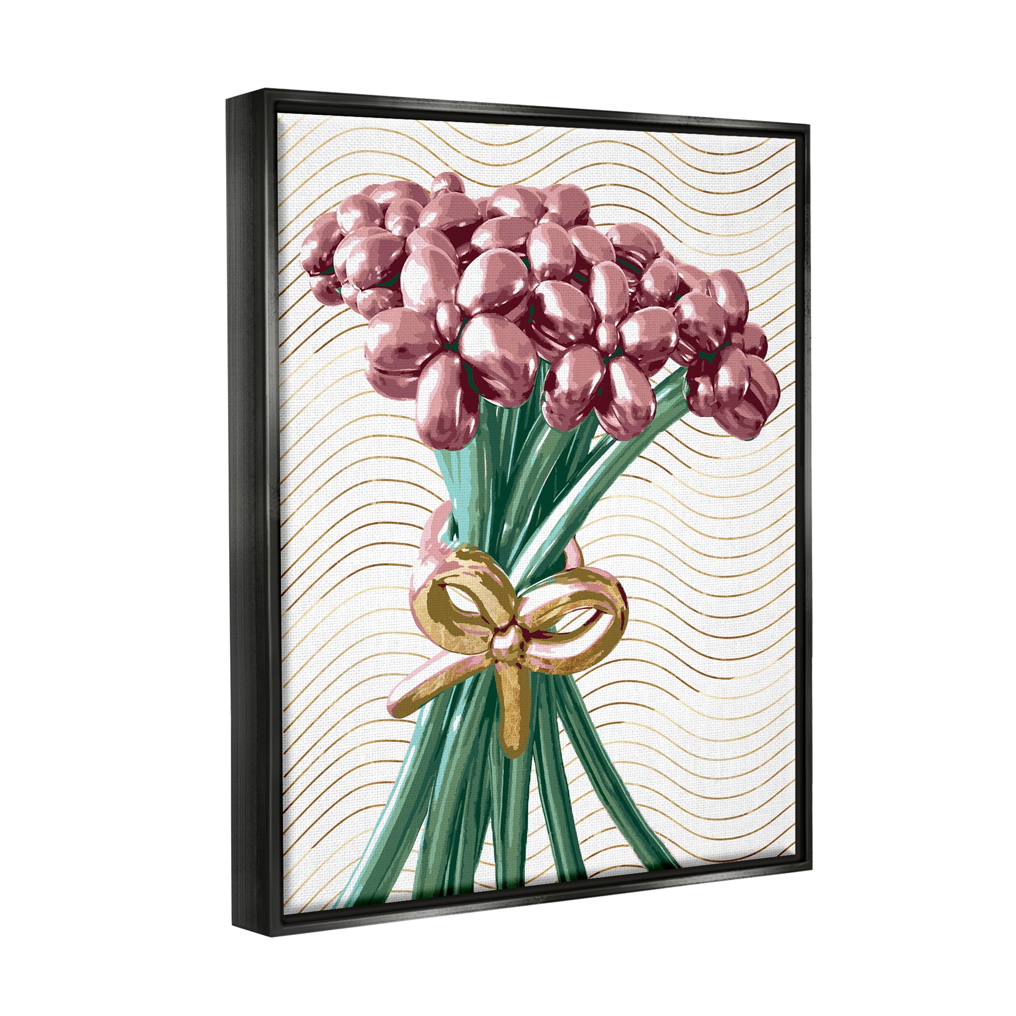 Stupell Industries Balloon Bouquet on Stripes Abstract Painting Black Floater Framed Art Print Wall Art, 17 x 21