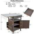 thumbnail image 3 of Outdoor Grill Table with Storage Cabinet and Stainless Steel Top, Kitchen Island Outdoor Grill Prep Table with Movable Door Leaf, 1 Drawer, Towel Rack, Lockable Wheels, for Lawn Garden, Brown, 3 of 9