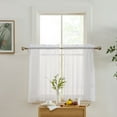 thumbnail image 3 of THD Sofia Floral Rod Pocket Lace Semi Sheer Voile Short Cafe Tiers for Small Windows - 28 x 36 Inch Length (White Tiers, Set of 2), 3 of 6